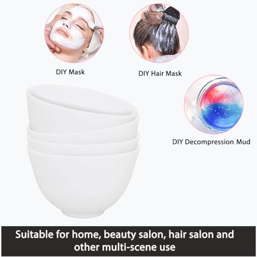 4 Piece Silicone Mixing Bowls, 3.93 Inch Microwaveable Silicone Bowl with Dual Ended Stirring Sticks for Facial Masks, Mud Masks, and Other Skin Care Products Facial Bowls for Aestheticians
