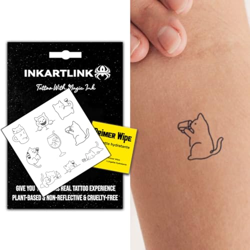 INKARTLINK Semi Permanent Tattoo, Ins Style, Cute Cat Line Tattoo, Waterproof and Anti-reflective, Exquisite Packaging, Unique Design (Simple Line 6)