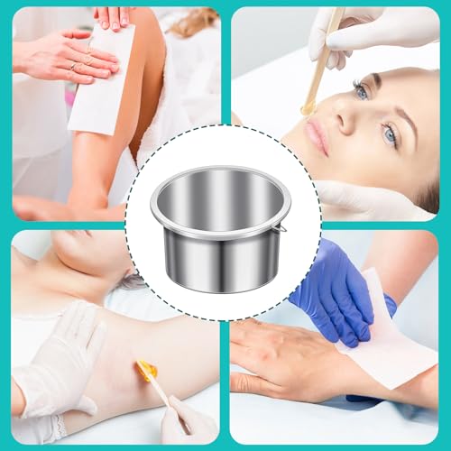BBTO 2 Pcs Wax Pot Wax Melt Warmer Replacement Inner Pot Liner 14oz Metal Tin 4'' Portable Hair Removal Waxing Bowl Container for 500 ml Hair Removal Machine