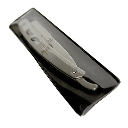 CS-102 Stainless Steel Professional Barber Straight Edge Razor with 100 Lord Single Edge Razor Blades (Silver Metal)
