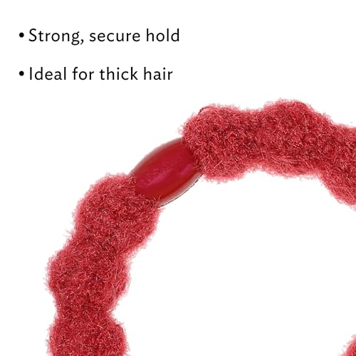 L. Erickson Red and Pink Hair Ties for Women, Knit Pony, 6 Pack, Orchard, Extra Thick No-Crease Bands with Strong Hold and Damage-Free Design, Soft Fuzzy Ponytail Holders in Bold Feminine Tones