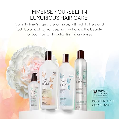 Bain de Terre Sweet Almond Oil Long & Healthy Shampoo, Strength & Protection for Weak, Damaged Hair, with Argan & Monoi Oils, Paraben-Free, Color-Safe, Vegan
