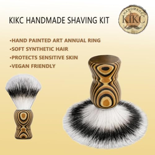 Hand Crafted Shaving Brush for Vegans, Synthetic Hair Bristle for Wet Shave, Comfortable Handle, Suitable for Leg Shaving