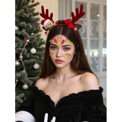 Topz Neon Face Jewels Face Gems Sticker Christmas Makeup Face Tattoos Rainbow Crystal Eye Gems Sticker Body Glitter Fluorescent Rhinestone sticker Body Gems Temporary Tattoo