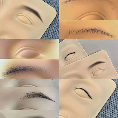 6 Pcs 3D Tattoo Practice Eyebrow Eyeline Practice Skins Permanent Eyebrow Makeup Training Lip Skins for Beginners and Fake Skin Sheets For Professionals