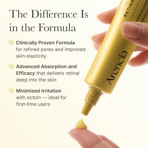 Arencia Retinal Booster Shot Serum, Firming Advanced Night Serum with Caffeine and Ectoin for Mature Skin, Pore Minimizing, WFine Lines & Wrinkles, Korean Skincare 30ml/1.01 fl.oz (Pack of 2)