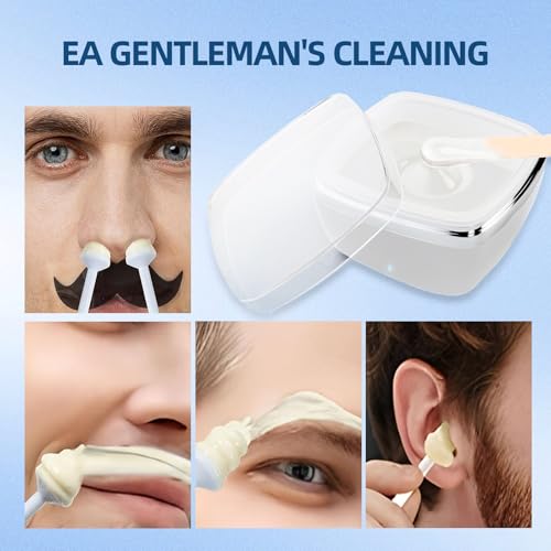 Nose Wax Kit Men Nose Hair Wax Kit with 50g Wax & 15 beard & 20 Wooden Stick & 30 Applicators USB Hair Waxing Kits Rapid Heating Constant Temperature Painless Easy