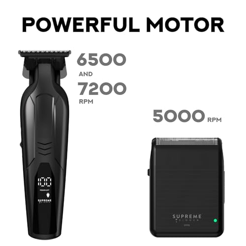 Supreme Trimmer 2-in-One Vader Lite + Solo Lite Foil Shaver Kit | Barber, at Home or Travel Hair Cutting Kit | Black