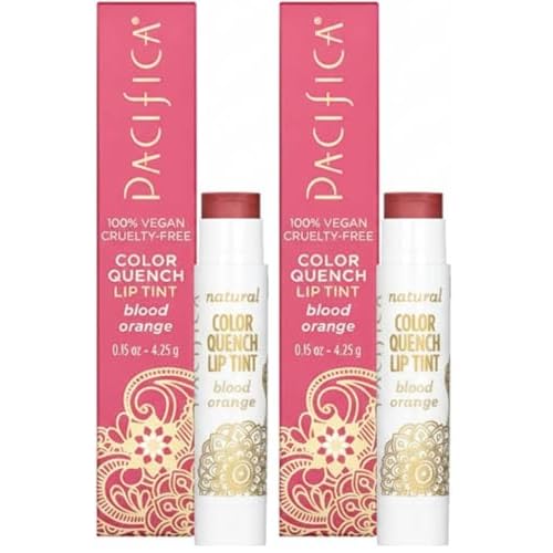 Pacifica Tinted Lip Balm ? Blood Orange Flavor ? Sheer Hydrating Balm with Coconut Oil & Cocoa Butter ? Vegan, Cruelty-Free, Dermatologist Tested ? 0.15 oz (Pack of 2)