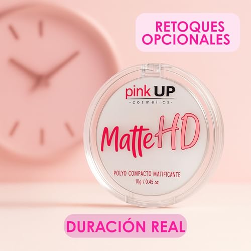 Pink Up | Matte HD |Compact Powder | Long-lasting matte finish | Controls shine on oily areas | Makeup | Setting powder | Lightweight translucent pressed powder | For combination skin | Model PKHD