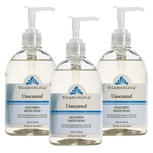 Essentials Glycerin Liquid Hand Soap, Unscented, 12-Fluid Ounce, Pack of 3