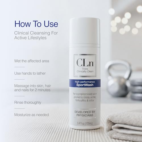 CLn¢ç SportWash ? High-Performance Sport Body Wash, For Men & Women Prone to Body Odor, Foot Odor, Ringworm, Folliculitis, & Back Acne, Fragrance-Free & Paraben-Free, 12 fl. oz.