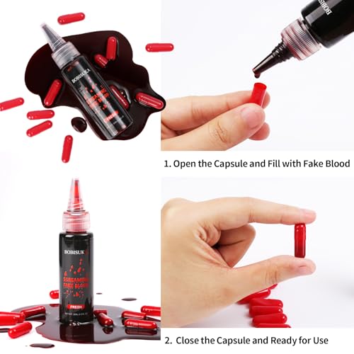 Halloween Fake Blood SFX Makeup Kit ? Realistic Liquid Spray, Dripping Blood, Coagulated Gel, Capsules, Sponge & Soap ? Washable Special Effects Body Paint for Vampire & Zombie Costumes