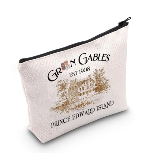 TGBJE Anne Novel Inspired Makeup Bag Anne Book Literary Gifts Gables Prince Edward Island Zipper Pouch Green Quote Gift (Gables 1908 bag)