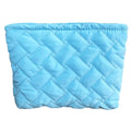 Wlz Quilted Makeup Bag Travel Toiletry Bag Puffy Cute Makeup Organizer Bags Small Cosmetic Bag Cotton Pouch Travel Essentials for Women Girls (Blue)