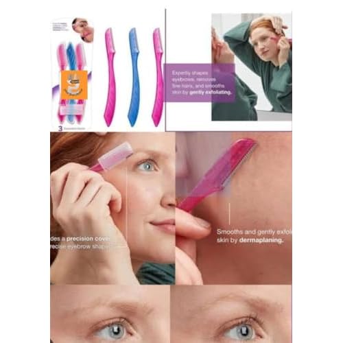 Eyebrow Trimmer Set for Women - Silver, Modern Style - All Skin Types - 3 Blades - Portable - Women's Facial Hair Removal Tool