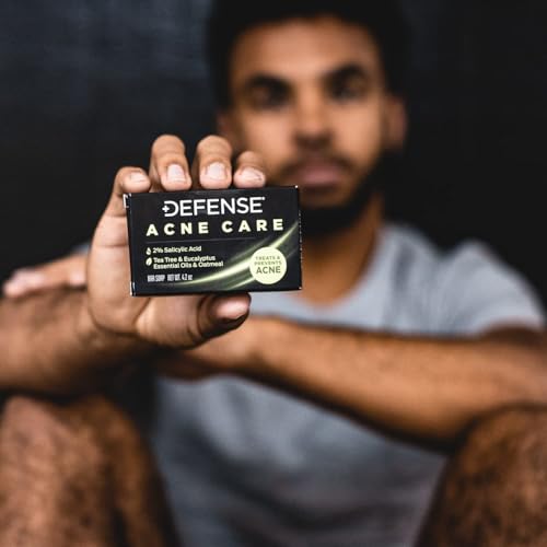 Defense Acne Care Bar Soap 4.2oz | contains 2% Salicylic Acid, Tea Tree & Eucalyptus Essential Oils & Oatmeal (Pack of 5)