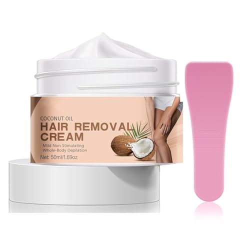 Body Depilatory Cream,Coconut Oil Hair Removal Cream for Women for Whole-Body Depilation for Sensitive Skin, Gentle and Non-irritating 1.69 Oz