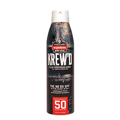 Ergodyne KREW¡¯D 6353 Sunscreen Spray, Broad Spectrum SPF 50, Water Resistant, 5.5 oz