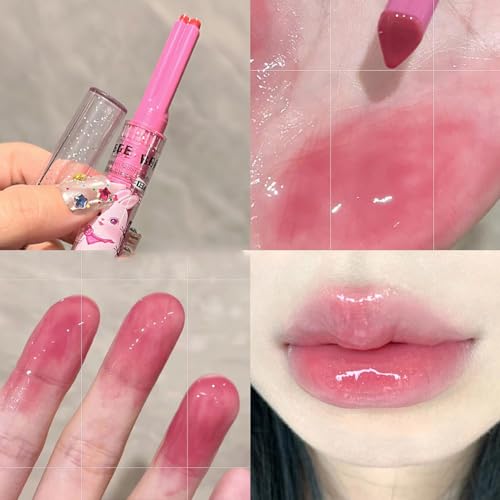 3 Colors Hydrating Lipstick Set, Sweet Heart Shape Glossy Finish Lipstick, Moisturizing Tinted Lip Balm, Long Lasting Vivid Color Lip Makeup for Girls (B)