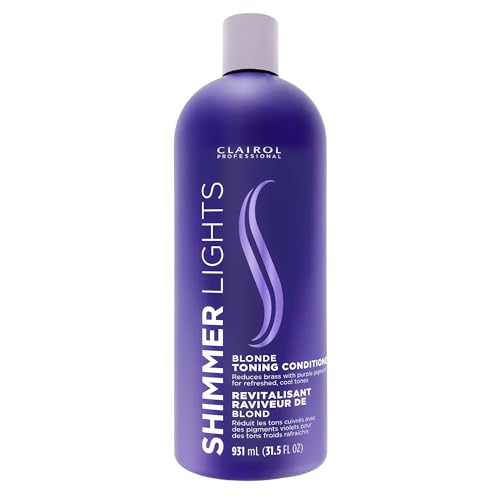 Clairol Professional Shimmer Lights Purple Conditioner | Neutralizes Brass & Yellow Tones | For Blonde, Silver, Gray & Highlighted Hair