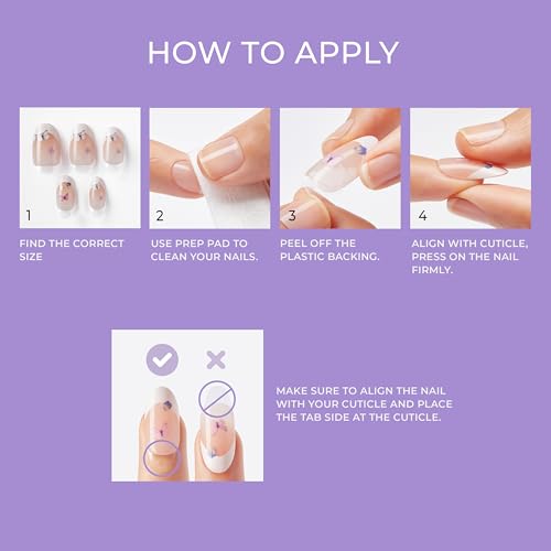 KISS imPRESS No Glue Mani Press On Nails, Design, 'Ballerina', Neutral/green, Medium Size, Coffin Shape, Includes 30 Nails, Prep Pad, Instructions Sheet, 1 Manicure Stick, 1 Mini File