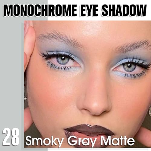 Dusty Grey Single Matte Eyeshadow Makeup, Neutral Powde Eye Shadow for Older Women, Smoky Gray Grey Matte Singles Eyeshadow Palette Pigmented Waterproof,Girls Monochrome Eyeshadows Gift 28
