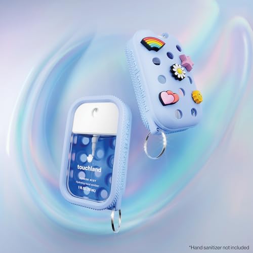 Touchland x Crocs Special Edition Mist Case 1 Fl. OZ., Stylish Hand Sanitizer Spray Accessory, with 5 Jibbitz¢â Charms and Keyring, Cloudwave Blue Color