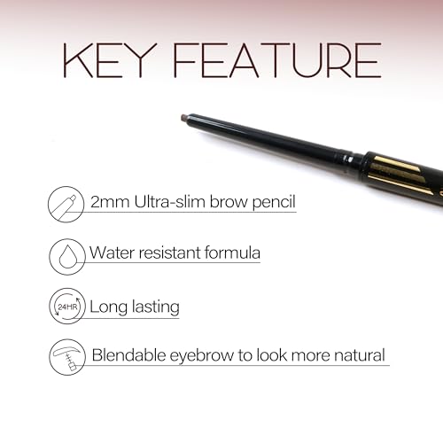 EBIN NEW YORK Micro Brow Pencil Natural Brown ? Fine Tip Brow Pencil with Smooth Application & Built-In Blending Brush