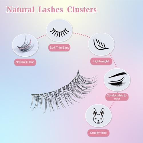 Natural Look Lash Clusters Wispy: Gekinye Individual Lashes 120 Pcs DIY Eyelash Extensions Natural 10-14mm Cluster Lashes