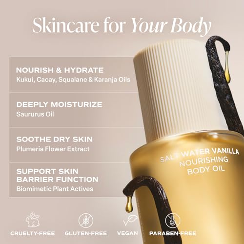 Saltair Body Oil - Luxurious Salt Water Vanilla After Shower and Bath Oil for Women and Men. Botanical, Non-Greasy, Well-Absorbing Moisturizer for Hydrating Dry Skin ? 4oz Pump Bottle (Pack of 2)