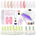 MelodySusie Gel Nail Polish Kit with P-Plus30F UV Nail Lamp - Handheld Cordless P-Art01R UV Light Classic Popular Colors Plant Based Gel Polish with Top Coat Base Coat Builder Manicure Tools