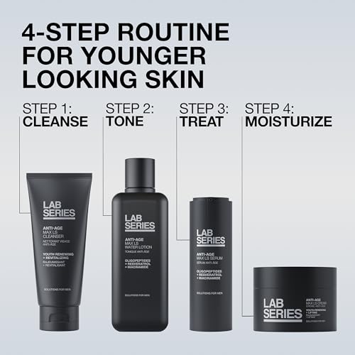 Lab Series Men's Max LS Water Lotion Toner - Moisturizing Essence Face Toner with Hyaluronic Acid and Caffeine - Skin Care for Men, 6.7 Fl Oz