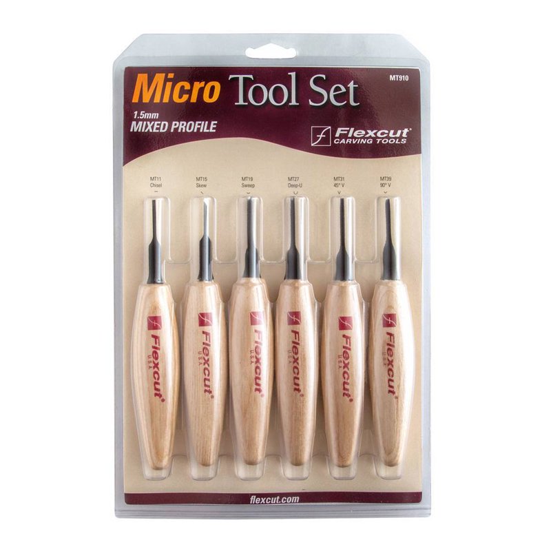 6-Piece Micro Wood Carving Tool Set - Fine Detail Chisels & V-tools