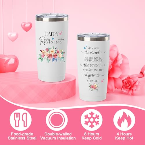 Happy Retirement Gifts for Women, Thank You Gifts Bag Basket for Mother Coworker Teacher Nurse Boss Friend Grandma Retirees Female Retired Gift with Canvas Tote Bag Tumbler Socks