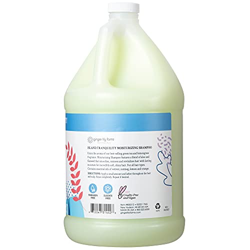 Ginger Lily Farms Botanicals Moisturizing Shampoo for All Hair Types, Island Tranquility, 100% Vegan & Cruelty-Free, Green Tea Lemongrass Scent, 1 Gallon (128 fl oz) Refill