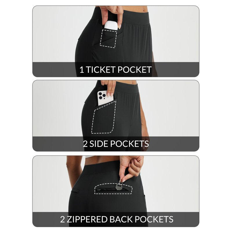 Womens Business Casual Travel Pants with Pockets - Baleaf Black, Size S – Variation: Black Full S