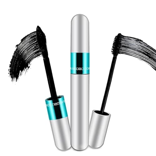 2 in 1 4D Silk Fiber Lashes 5x Longer Waterproof Mascara, No Clumping Long-lasting Black Mascara
