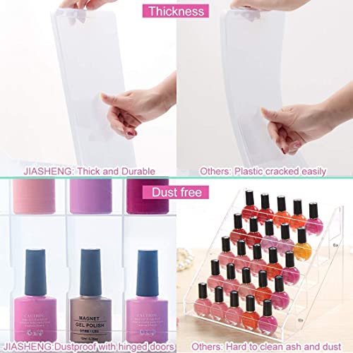 JIASHENG 48 Bottles Universal Clear Gel Nail Polish Organizer Case,Manicure Pedicure Set Stainless Steel Nail Clippers Personal Nail Clipping Tools
