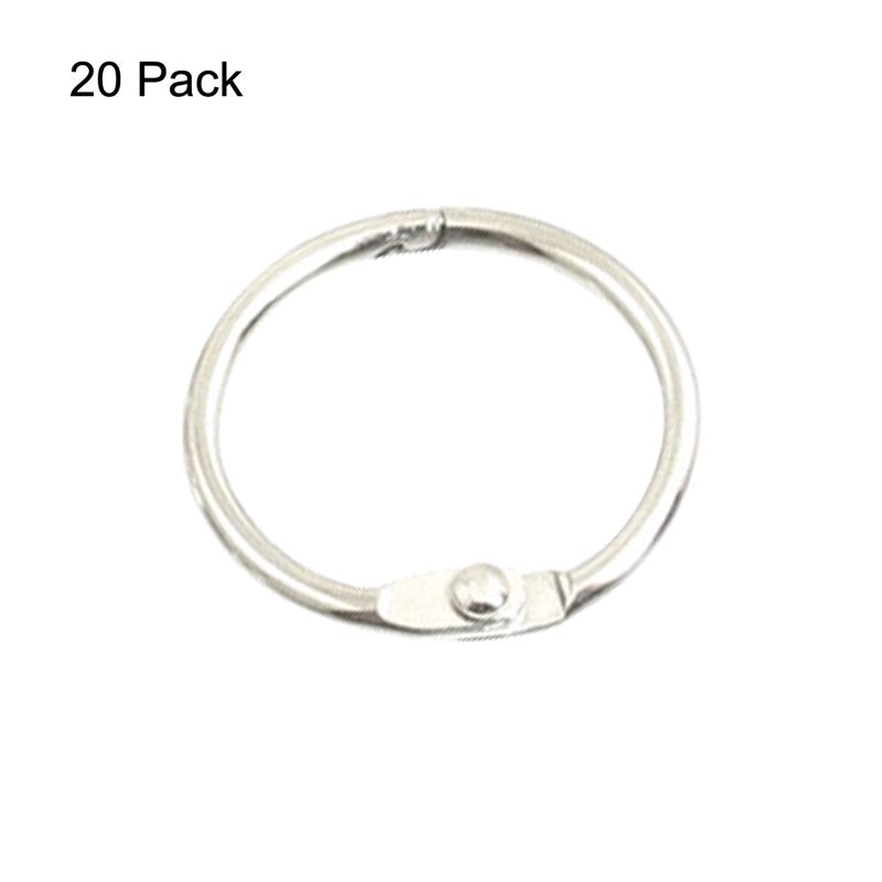 1 Inch Metal Binder Rings - 20 Pack for Office, Scrapbooking, Keychains