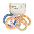 Goody X Sophia Yeshi Dentless Spiral Hair Ties, Hair Coils, Stretchable Jelly Bands Phone Cord Hair Ties, Medium-Thick Hair, Multicolor Print - 5 Ct