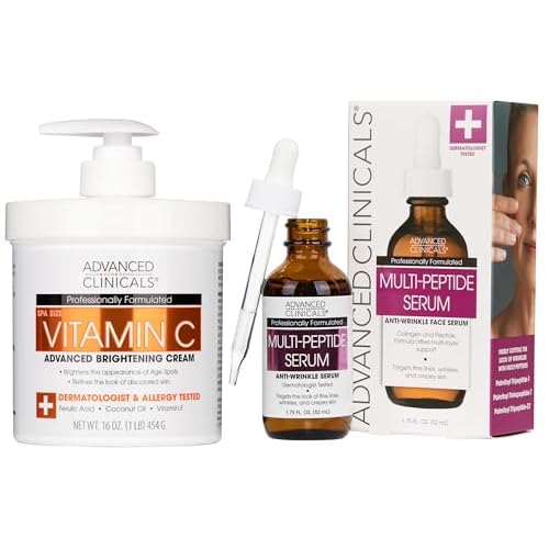 Advanced Clinicals Vitamin C Hydrating Cream + Peptide Firming Facial Serum Bundle