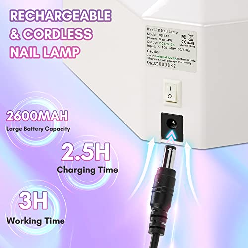 Makartt Rechargeable UV LED Light with Gel Top Coat Kit Bundle, Cordless Nail Lamp Aurora 36W Professional Nail Dryer, Soak Off UV LED Gel Nail Polish Top Coat