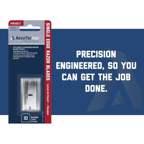 Single Edge Aluminum Backed Razor Utility Blades - 10-Pack - .009 In Made of High Carbon Steel for Extra Durability and Long Life - APBL-7037