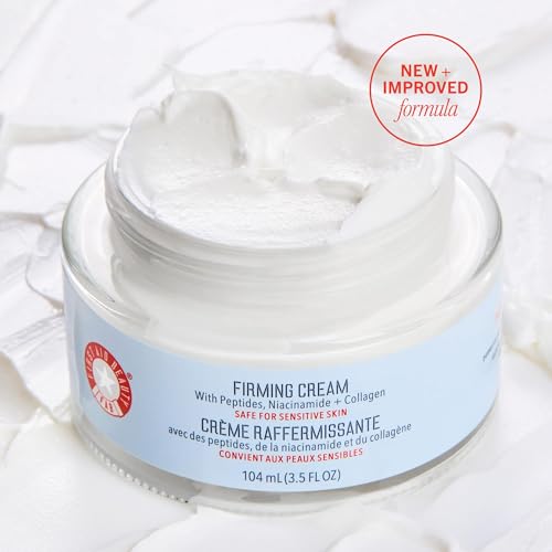 First Aid Beauty - Firming Collagen Cream with Peptides & Niacinamide, Ultra-Rich Plumping Moisturizer, Hydrates & Visibly Firms, Non-Comedogenic, Safe for Sensitive Skin, 3.5 oz