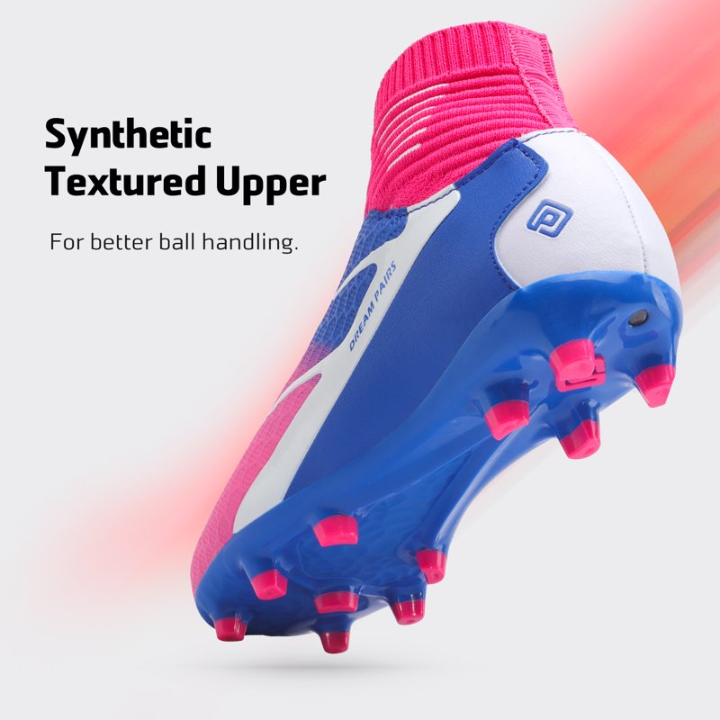 Dream Pairs Kids Soccer Cleats - 1 Little Kid Pink/Blue/White - Toddler to Big Kid