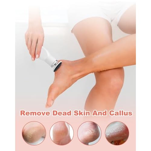 Electric Foot Callus Remover, Dioche 650 RPM Electric Foot File, Adjustable Speed, USB Charging, Removable and Washable, with 60pcs Replacement Sandpaper Disk, for Dead Cracked Hard Skin Calluses