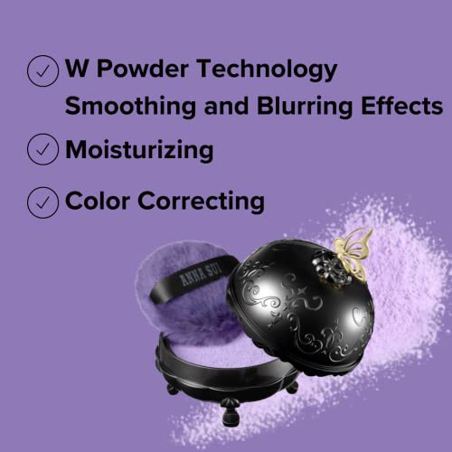 ANNA SUI Loose Face Powder - Refill Only - Blurring effect and Brightening, Covering of Large Pores - Flowless Soft Focus Finish - 200 - Purple - 0.59 oz