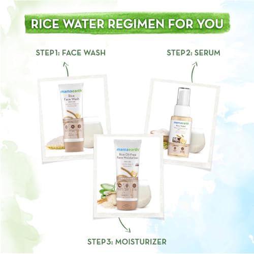 Mamaearth Rice Water Face Serum | 10% Niacinamide & 98% Pure Rice Water | Hydrates, Evens Skin Tone & Improves Skin Texture | Lightweight & Fast-Absorbing | For All Skin Types | 1.69 Fl Oz (50ml)
