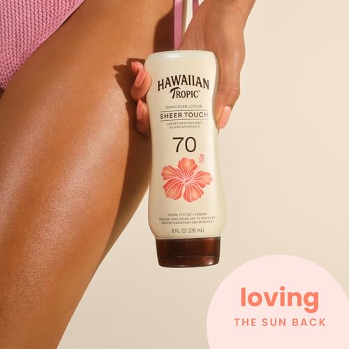 Hawaiian Tropic Sheer Touch Lotion Sunscreen SPF 70, 8 Fl Oz | Broad Spectrum, Oxybenzone Free, Sunblock Lotion, Hawaiian Tropic Sunscreen SPF 70, 8 Fl Oz